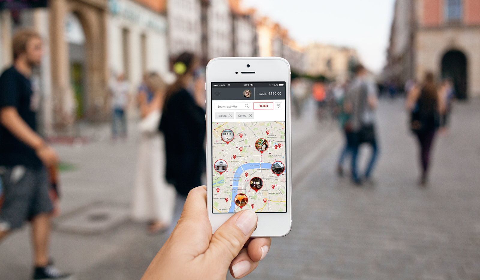 TripConsul website itinerary builder map screen UI design and development on mobile