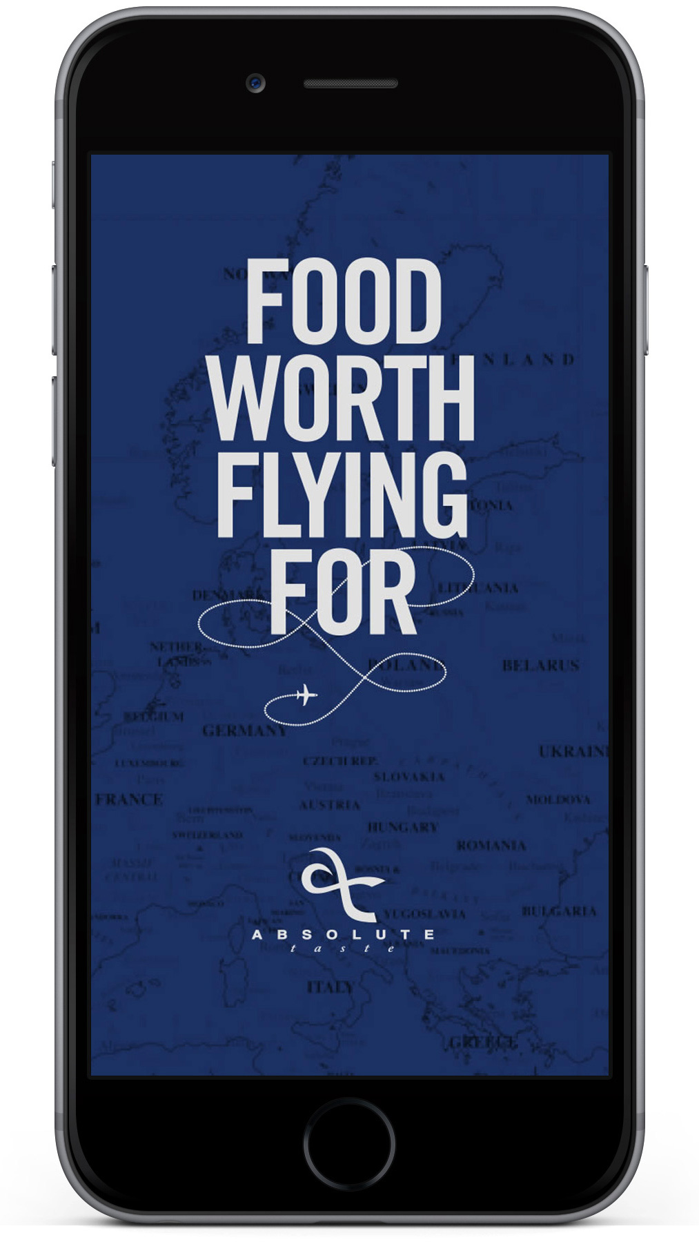 Absolute Taste app splash page design on mobile