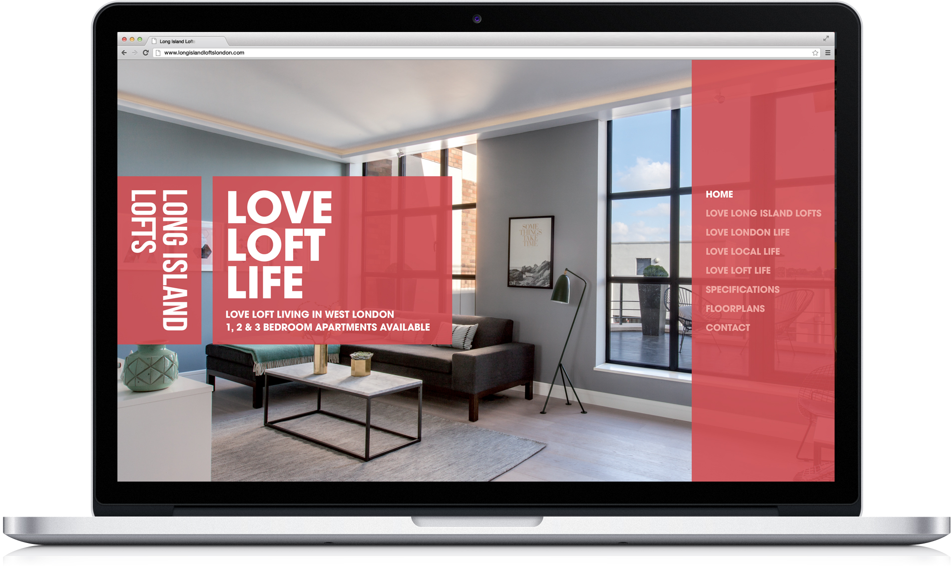 Luxury London property responsive website home page design and development on laptop