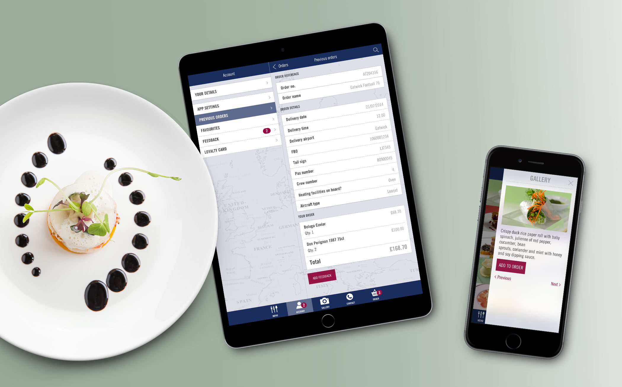 Absolute Taste native app design shown on tablet and phone