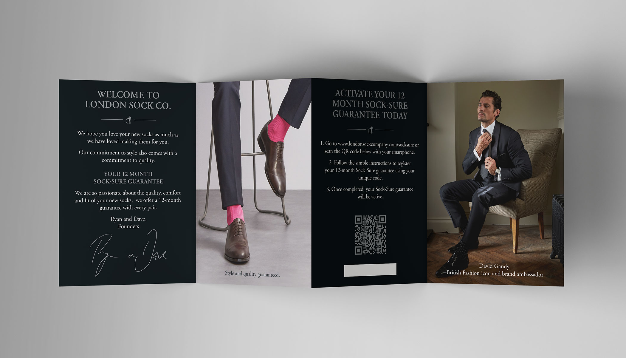 London Sock Company A5 concertina brochure